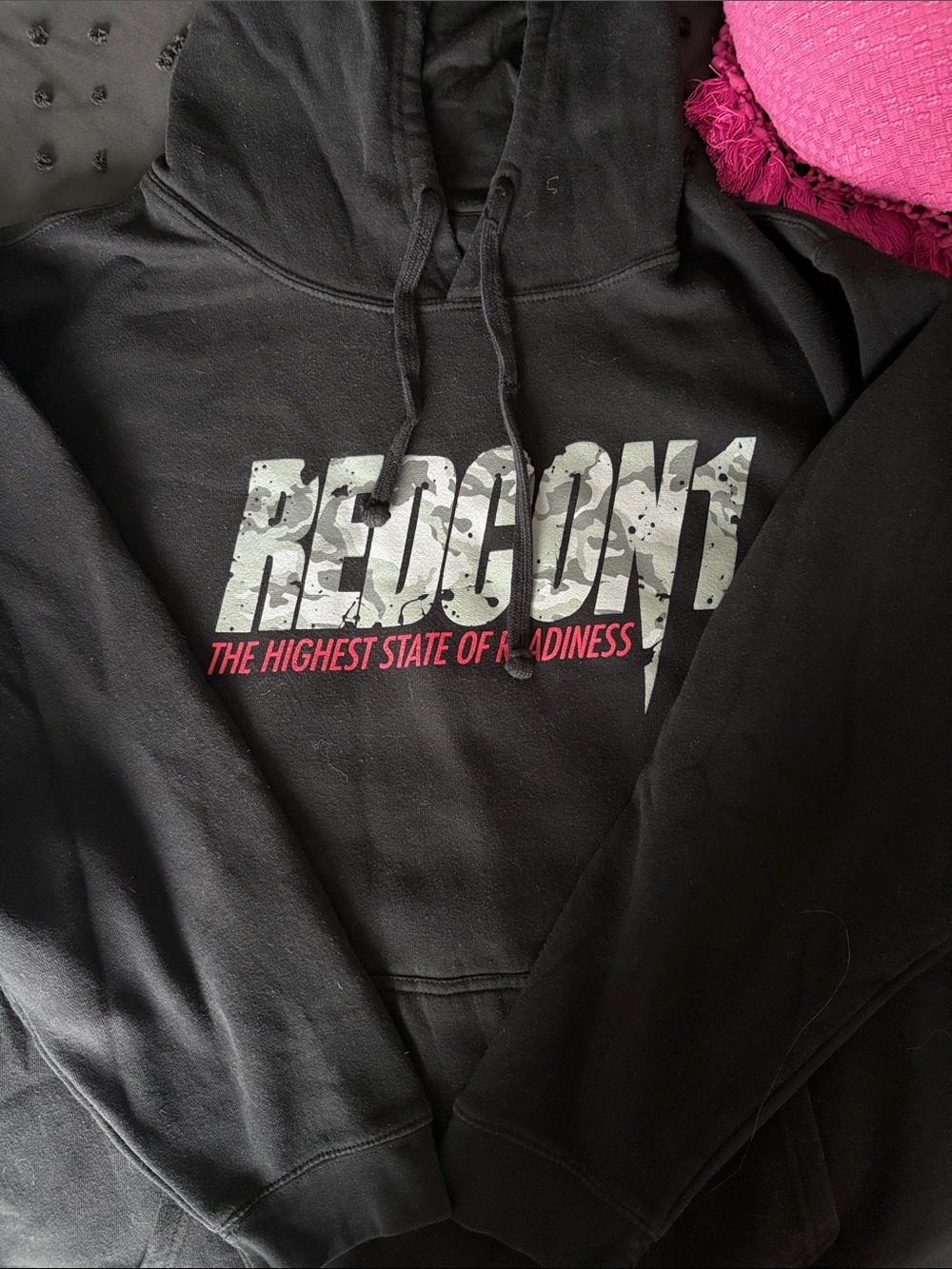 Redcon1 Black Logo Hoodie with Pink Accent